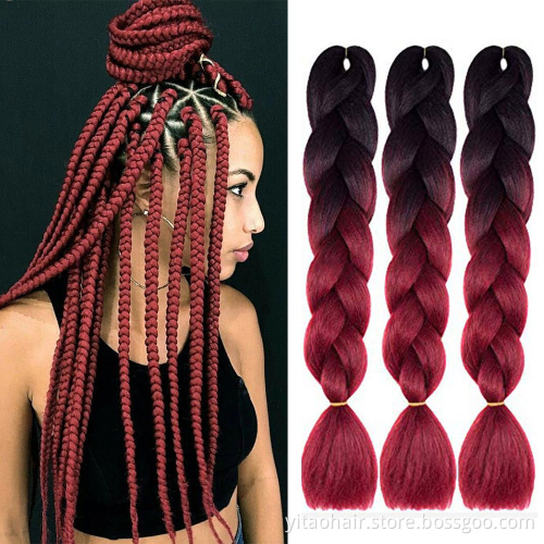 wholesale colorful red Braiding Hair Synthetic crochet Braids hair Extensions High Fiber Twist Braiding Hair for woman 24Inch